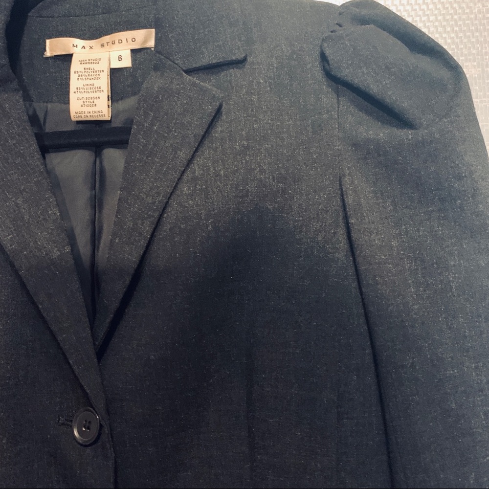 Max Studio Three-Button Charcoal Grey Blazer - image 4